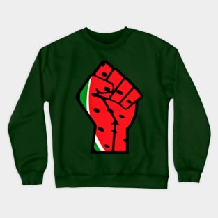 Watermelon Palestine Black Power Fist- Left Side - Back Crewneck Sweatshirt